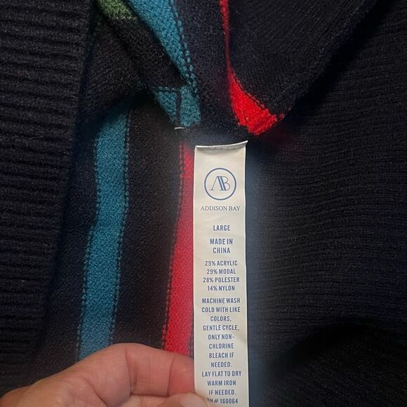 Addison Bay Knit Cypress Active Sweater Navy Stripe Size Large - Picture 9 of 11